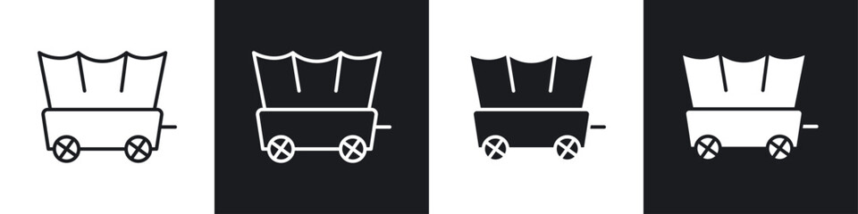 Covered wagon icon symbol collection on white background. © Witty