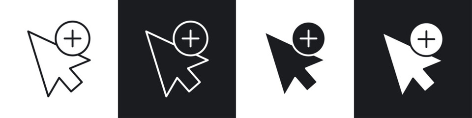 Fototapeta premium Cursor plus icon symbol collection on white background.