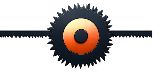 Cartoon circular saw blades icon or symbol. Drawing half sawblade logo. circular saw blade for woodworking machine, sawing machine. Electric saw, circle. Line pattern. Silhouette, saw blade cut