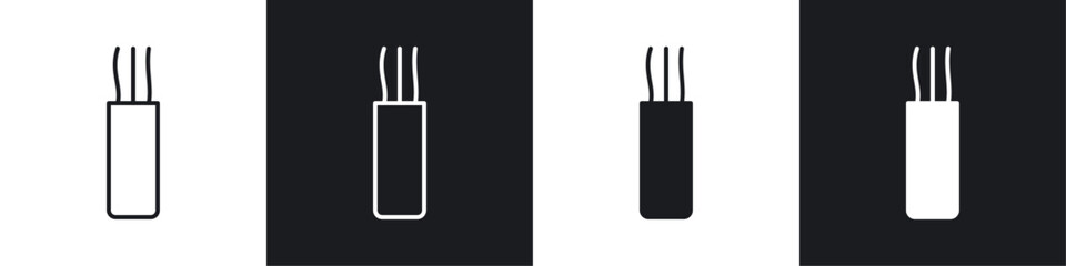 Electric cable icon symbol collection on white background.