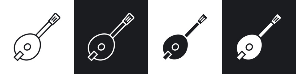 Mandolin icon symbol collection on white background.