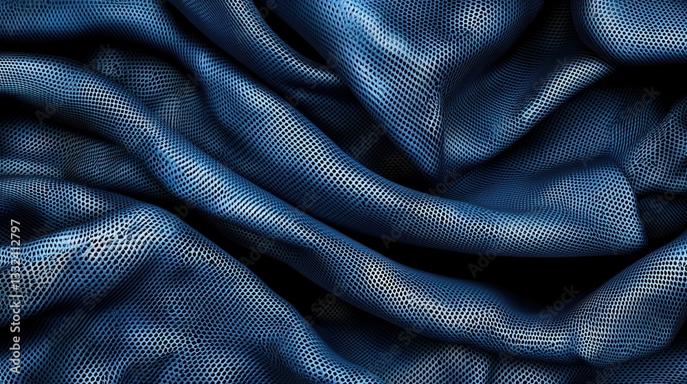 Poster intricate and dynamic abstract dark blue grid network structure with a futuristic technological aest
