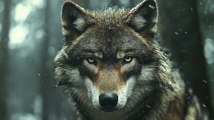 Obraz premium Majestic Wolf in Winter Wonderland