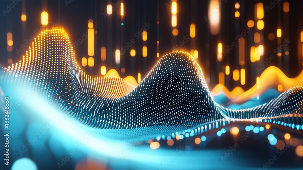 Poster futuristic digital depicting the dynamic flow and visualization of data transfer across a global net