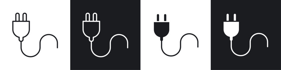 Plug icon symbol collection on white background.