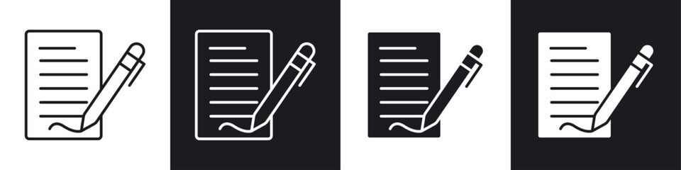 signature file icon symbol collection on white background.