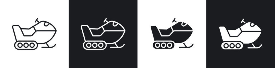 Snowmobile icon symbol collection on white background.