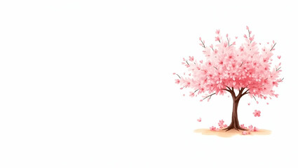 Obraz premium Flat Watercolor Cherry Blossom Tree: Spring Renewal Floral Design