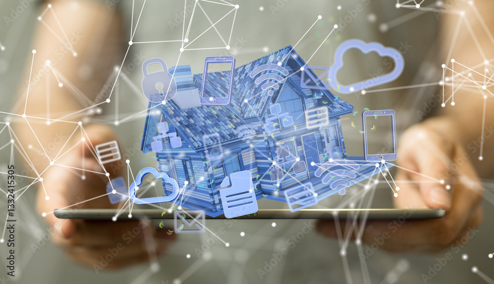 Poster house. data big data visualization background.abstract technology