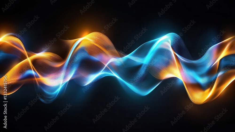 Poster captivating digital abstract with flowing luminous waves and swirls representing a visualization of 