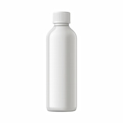 Naklejka premium Realistic white plastic medical bottle with sealed cap, minimalistic design, ideal for pharmaceuticals, supplements, or cosmetic packaging, isolated on transparent background.