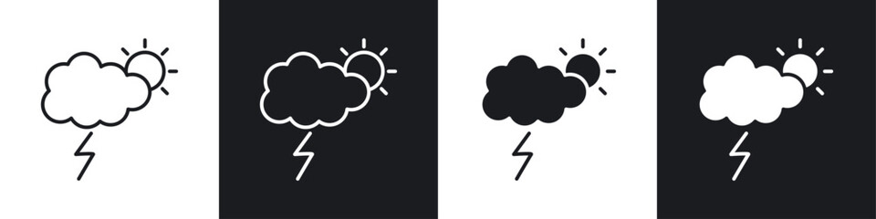 Thunderstorm icon symbol collection on white background.