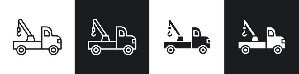 Tow truck icon symbol collection on white background.