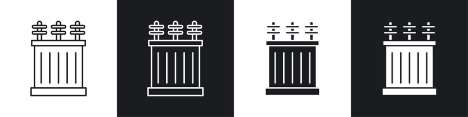 Transformer icon symbol collection on white background.