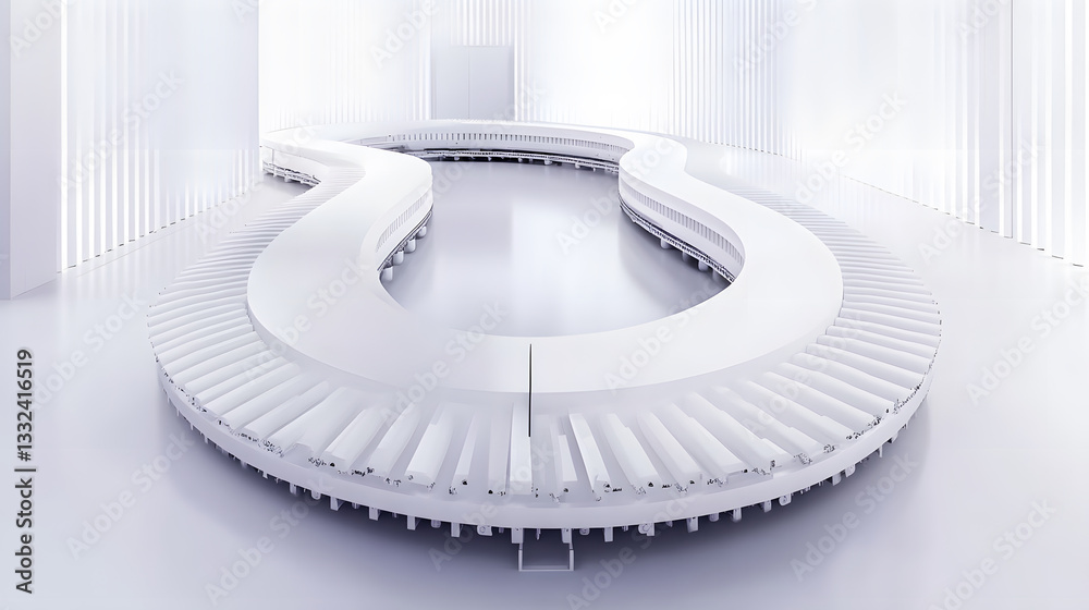 Poster Optimizing factory automation conveyor speed chaos in modern industry clean room environment