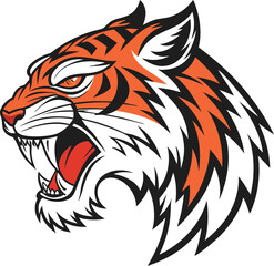 Tiger head mascot in white background 