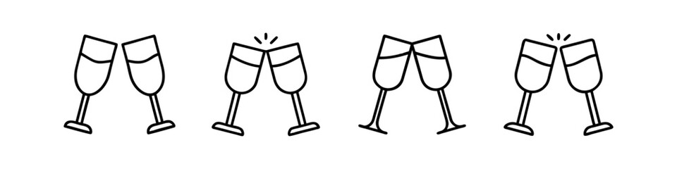 champagne glasses icon, champagne glasses line art - simple line art of champagne glasses, perfect for champagne glasses logos and icons