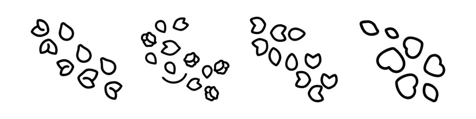 rose petal trail icon, rose petal trail line art - simple line art of rose petal trail, perfect for rose petal trail logos and icons