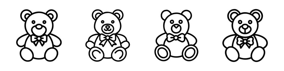 teddy bear with bow icon, teddy bear with bow line art - simple line art of teddy bear with bow, perfect for teddy bear with bow logos and icons