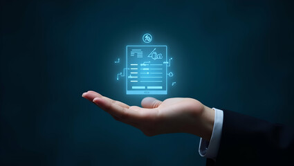 Flat Hand Presenting Holographic Device: A Comprehensive Tax Planning Guide for Strategic Financial Planning - Simple Vector Illustration for Smart Business