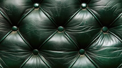 Naklejka premium Green vintage leather sofa upholstery close up texture
