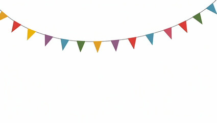 Fototapeta premium Colorful Triangular Flags Hanging on Strings for Festive Decor - Isolated on Transparent Background