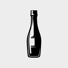 Minimalist Black and White Bottle Icon – Beverage Packaging Symbol