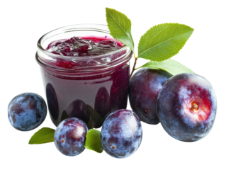 Isolated Plum Jam with Fresh Plums
