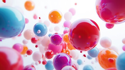 Vibrant balloons against white backdrop from generative AI.