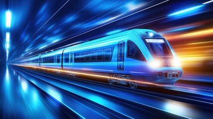 Fototapeta premium A high speed technologically advanced train blurring through the frame showcasing the power and momentum of modern transportation