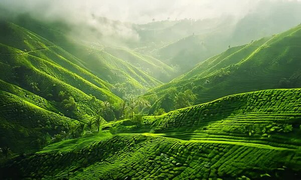 tea plantations of munnar india landscape video