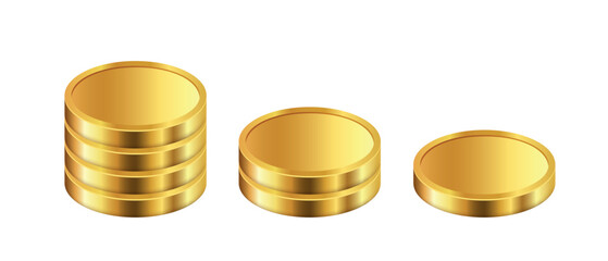 Stack of gold coins. Vector 3D illustration isolated on white background.