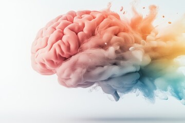 A dynamic timeline illustration showing the shrinking of the hippocampus in an aging brain, with colors transitioning from vibrant to muted