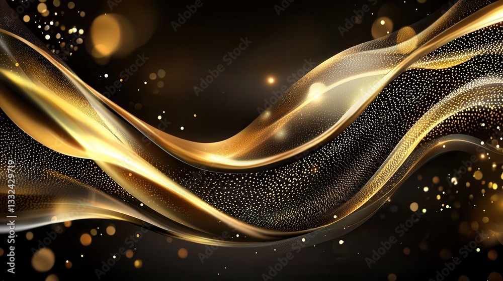 Poster ethereal and captivating golden waves undulate with a mesmerizing luminescence accented by a dreamli