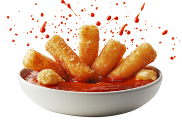 Fish fingers sticks isolated on white background.