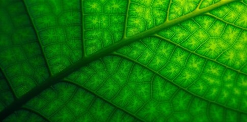 Obraz premium Close-up of vibrant green leaf pattern for nature-themed design projects, green, textured, pattern