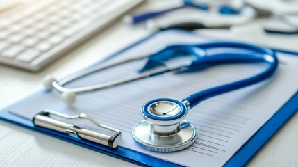 Stethoscope on Medical Chart Doctor's Desk Healthcare and Medicine Concept