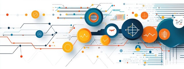 Obraz premium Abstract Data Visualization with Circular Elements and Lines