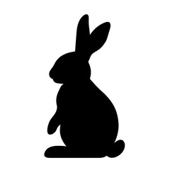 Minimalist black silhouette of a rabbit symbolizing agility and alertness