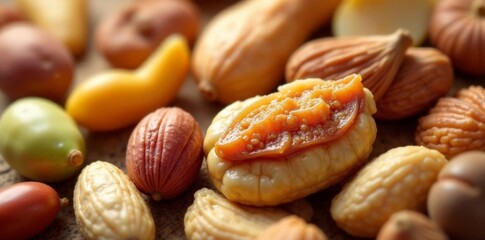 Close-up of assorted healthy nuts for nutritious snacking, delicious, almonds, healthy