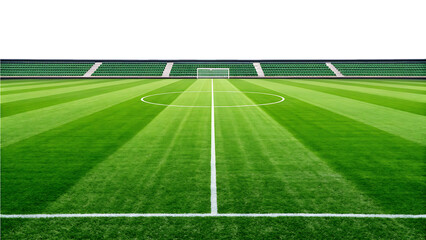 Obraz premium Empty soccer field with stadium in background