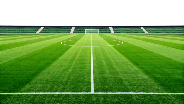 Empty soccer field with stadium in background - Powered by Adobe