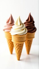 Empty waffle ice cream cones, isolated on white , cones, delicious, summer