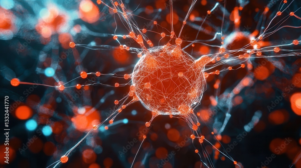Poster an abstract and futuristic visualization of a neural network structure representing the interconnect