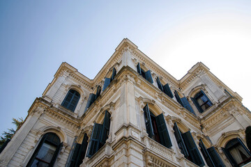 Facade detail of mabeyn pavillion building in the yildiz sarayi (star palace) in istanbul