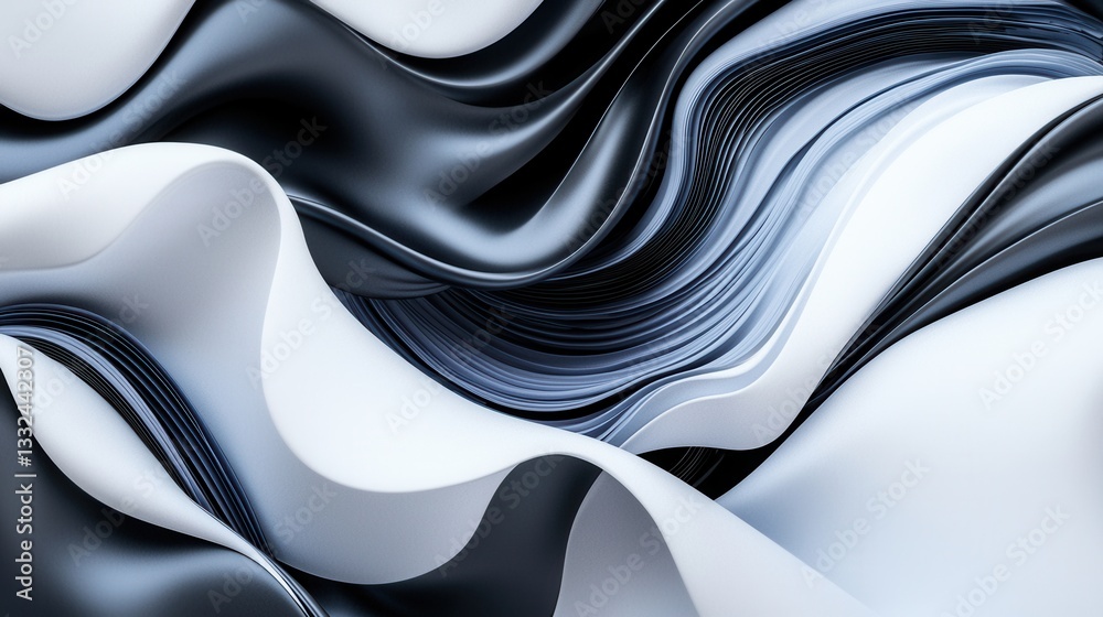 Poster ethereal and captivating image of futuristic luminous blue waves gracefully flowing and undulating o