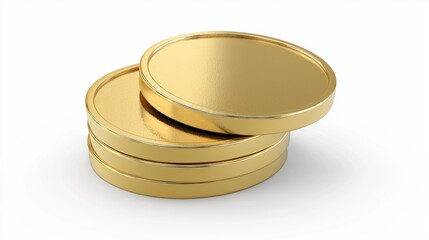 Stacked Golden Coins on White Background for Financial Themes