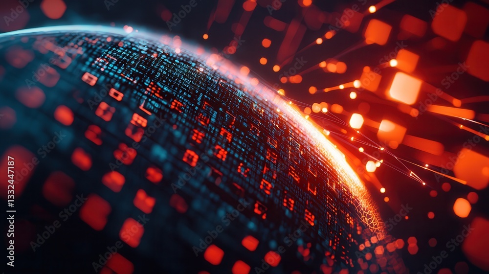Poster vibrant futuristic visualization of a pulsing interconnected global neural network showcasing a dyna