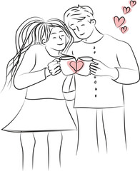 Continuous line drawing Romantic couple.
