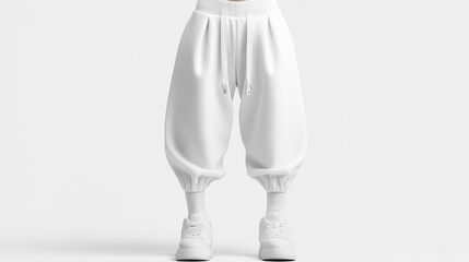 Stylish white harem pants for casual wear.